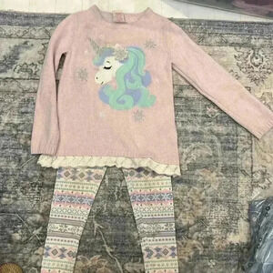 Cynthia Rowley unicorn sweater/pant set. Size 5/6. In gently worn condition.